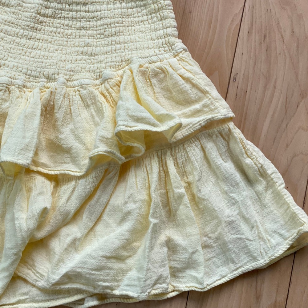 NWT 100 Cotton Coquette Soft Girl Yellow Skort Set Corset Peplum Ruffle Boutique - Picture 13 of 14